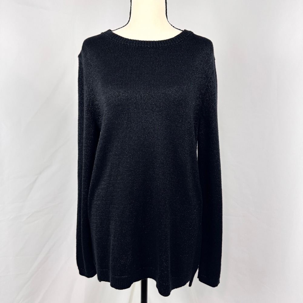 J. Jill Black Metallic Shimmer Knit Sweater Women Medium